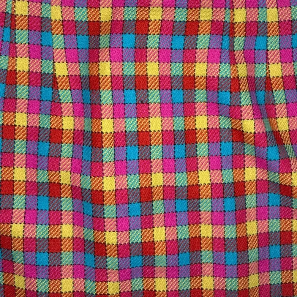 Vintage Yeats Midi Pencil Skirt Orange Blue Tweed Plaid Back Zip Sz 12